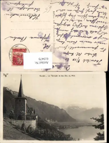 619479,Foto Ak Glion Montreux Le Temple et les Dents du Midi