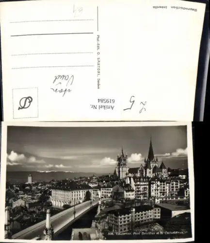 619584,Foto Ak Lausanne Pont Bessieres et la Cathedrale Brücke