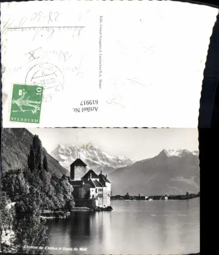619917,Foto Ak Veytaux Chateau de Chillon et Dents du Midi