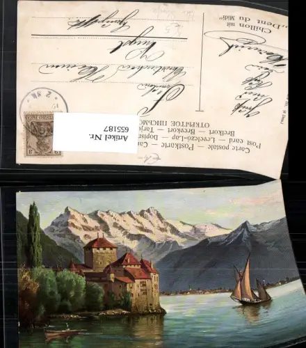 655187,Künstler Ak Veytaux Chillon mit Dent du Midi pub Theo Stroefer 591