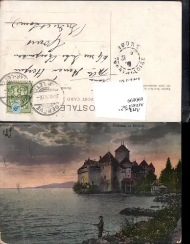 690699 Chateau de Chillon b. Montreux Waadt Vaud angeln Angler Fischer fischen