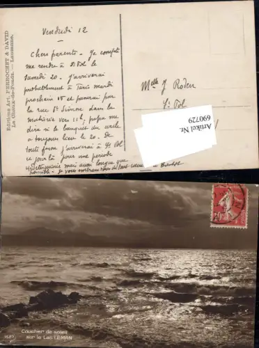 690729 Lac Leman Montreux Wellen Strand Coucher de soleil Waadt Vaud