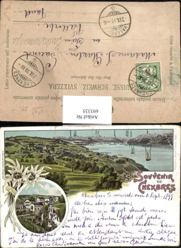 693335 tolle Lithographie Souvenir de Chexbres b. Lausanne Lavaux-Oron Waadt Vaud