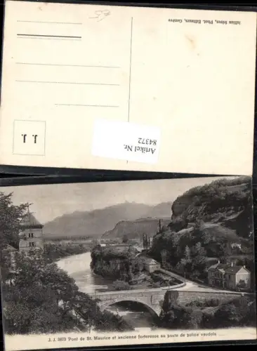 84372,Point de St. Maurice et anciennne forteresse au post de police vaudois Kt Wallis