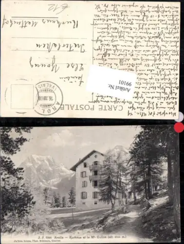 99101,Arolla Kurhaus Detailansicht et le Collon Kt Wallis