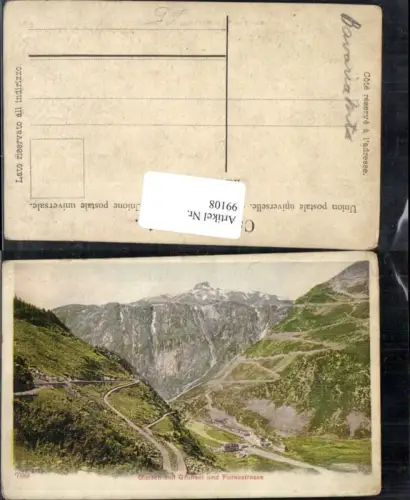 99108,Gletsch mit Grimsel und Furkastraße Furka Kt Wallis
