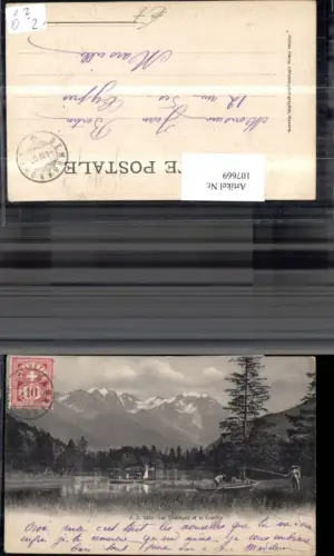 107669,Lac Champex et le Combin Boote 1907 Kanton Wallis