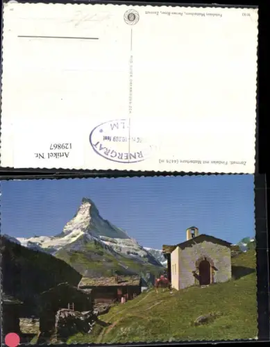 129867,Zermatt Findelen m. Matterhorn Ansicht Alm Kühe Kt. Wallis