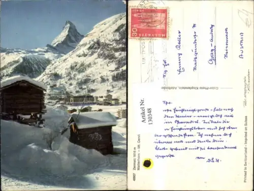 130348,Zermatt Matterhorn Mt Cervin 1964 Winteransicht Kt. Wallis