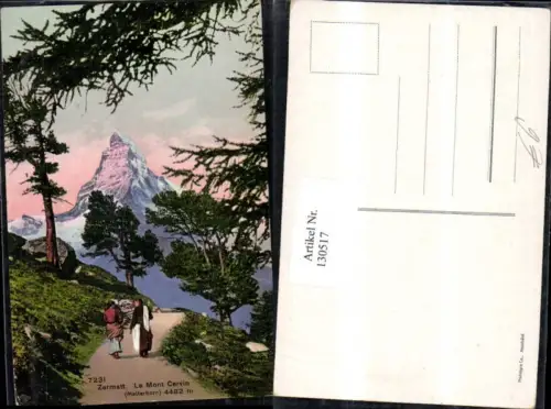 130517,Zermatt Le Mont Cervin Wegansicht m. Wanderinnen Kt. Wallis