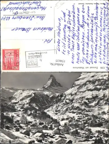 154635,Zermatt m. Matterhorn 1963 Winteransicht Kt Wallis