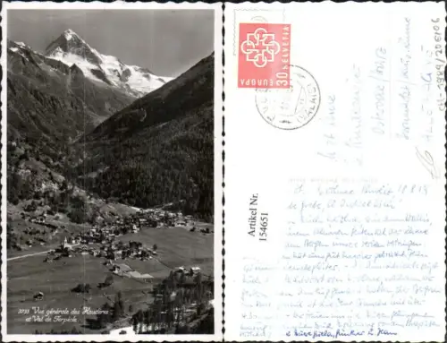 154651,Vue generale des Hauderes et Val de Ferpecle Evolene 1959 Kt Wallis