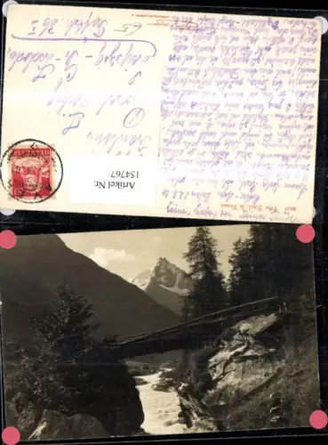 154767,Ayer Val Anniviers Besso 1930 Ansicht m. Holzbrücke Brücke Kt Wallis