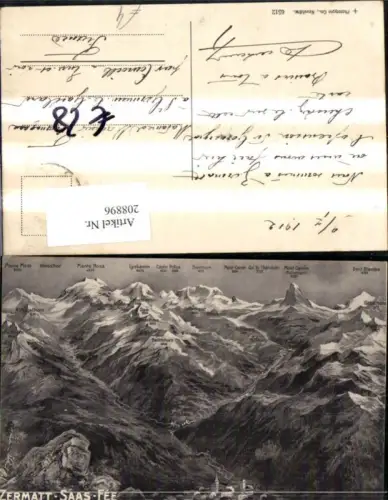 208896,Zermatt Saas Fee Lagekarte Gipfelkarte Kt Waalis