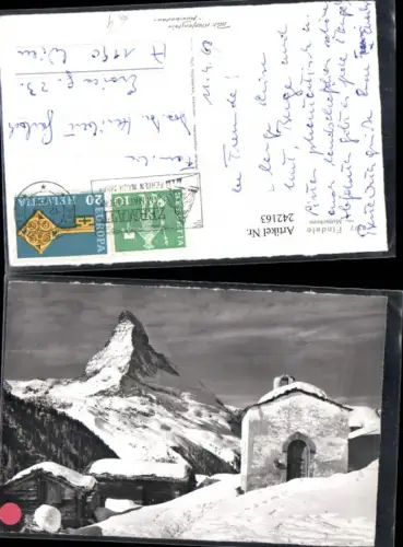 242163,Findelen b. Zermatt Kapelle m. Matterhorn Winterbild Kt Wallis