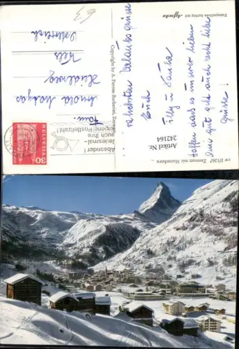 242164,Zermatt Totale m. Matterhorn Winterbild Kt Wallis