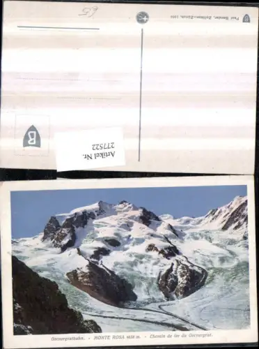 277522,Gornergratbahn Monte Rosa chemin de fer du Gornergrat Bergkulisse Kt Wallis