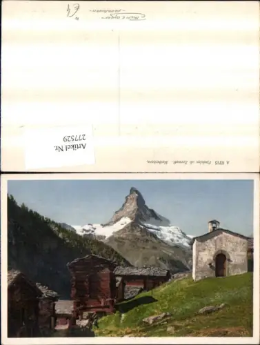 277529,Findelen b. Zermatt Kapelle m. Matterhorn Bergkulisse Kt Wallis
