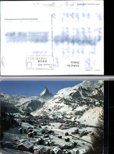 304054,Zermatt Totale m. Matterhorn Bergkulisse Winterbild Kt Wallis