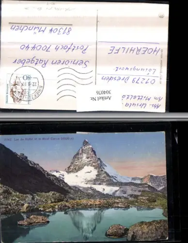 304076,Riffelsee See m. Matterhorn b. Zermatt Gelaufen 1997 Bergkulisse Kt Wallis