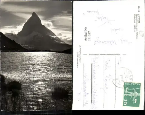 351057,Zermatt Abendstimmung am Riffelsee See m. Matterhorn Bergkulisse Kt Wallis