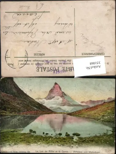 351068,Le Lac de Riffel et le Cervin Riffelsee u. Matterhorn b. Zermatt Kt Wallis
