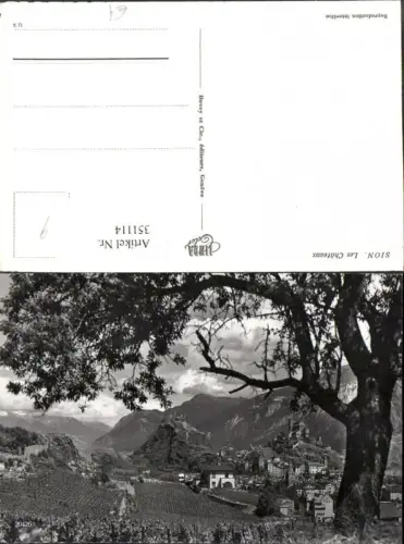351114,Sion Les Chateaux Totale m. Schlösser Bergkulisse Kt Wallis