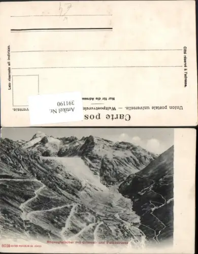 391190,Rhonegletscher m. Grimsel- und Furkastraße Bergkulisse Kt Wallis