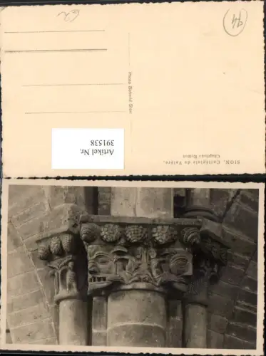 391538,Sion Collegiale de Valere Chapiteau Roman Kloster Relief Detail Kt Wallis