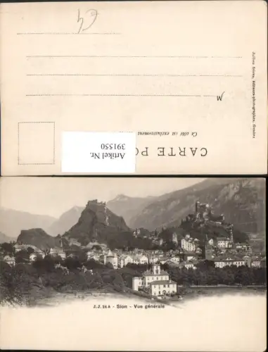 391550,Sion Vue generale Totale m. Schloss Bergkulisse Kt Wallis