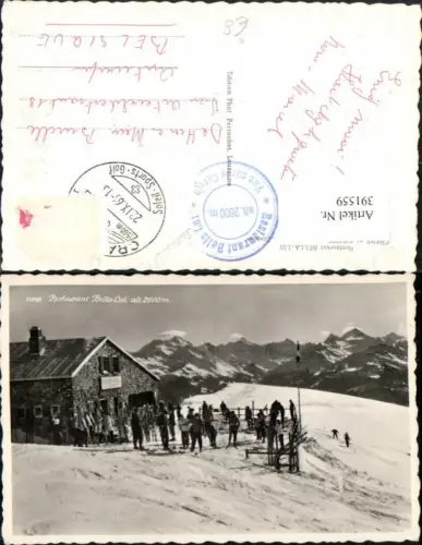391559,Crans-Montan Restaurant Bella-Lui Berghütte Skihütte Bergkulisse Kt Wallis