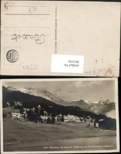 391570,Montana Mont Bonvin et Trubelnstock Teilansicht Bergkulisse Kt Wallis