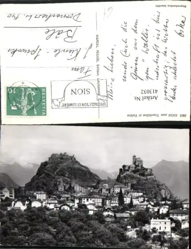 413032,Sion avec Tourbillon et Valere Totale Schlösser Burgen Kt Wallis
