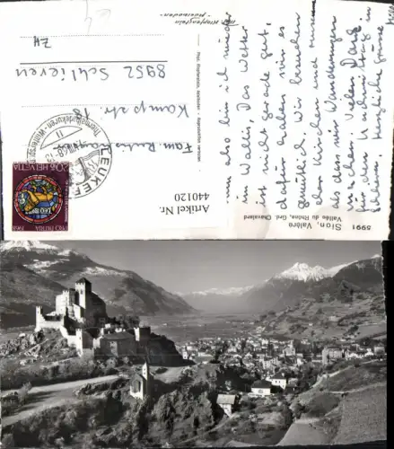 440120,Sion Valere Totale m. Schloss Burg Bergkulisse Kt Wallis