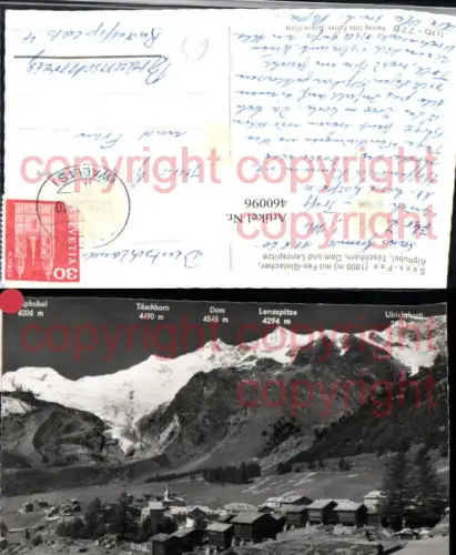 460096,Saas-Fee Totale m. Gletscher Bergkulisse Kt Wallis