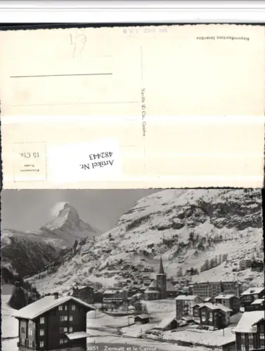 482443,Zermatt et le Cervin Teilansicht m. Matterhorn Winterbild Kt Wallis