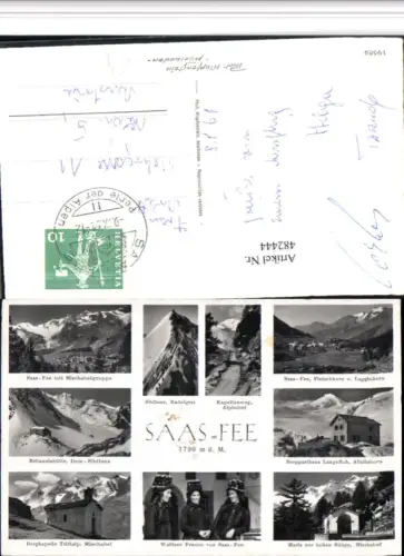 482444,Saas-Fee Totale Trachten Berggasthaus Kapelle Mehrbildkarte Kt Wallis