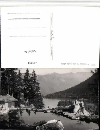 495794,Champex vu du Jardin alpin Teich Bergkulisse Kt Wallis
