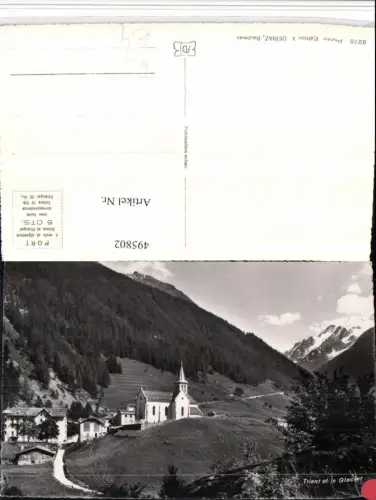 495802,Trient et le Glacier Teilansicht Kirche Bergkulisse Kt Wallis