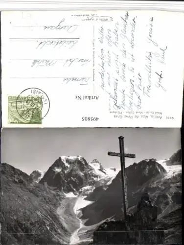 495805,Arolla Alpe de Praz Gras Gipfelkreuz Bergkulisse Kt Wallis