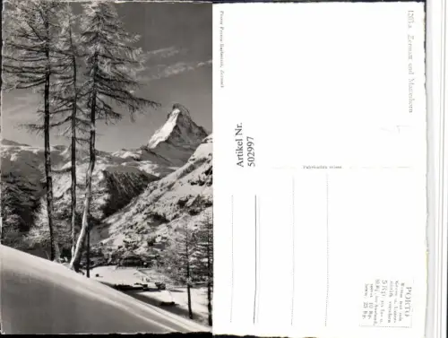 502997,Zermatt Totale m. Matterhorn Bergkulisse Winterbild Kt Wallis