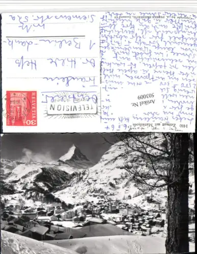 503009,Zermatt Totale m. Matterhorn Bergkulisse Winterbild Kt Wallis