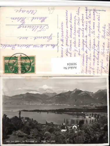 503024,Lac Leman Le Bouveret et les Alpes Vaudoises Bergkulisse Kt Wallis