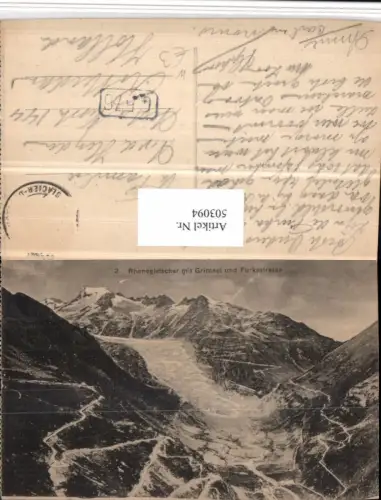 503094,Rhonegletscher m. Grimsel- u. Furkastraße Bergkulisse Kt Wallis