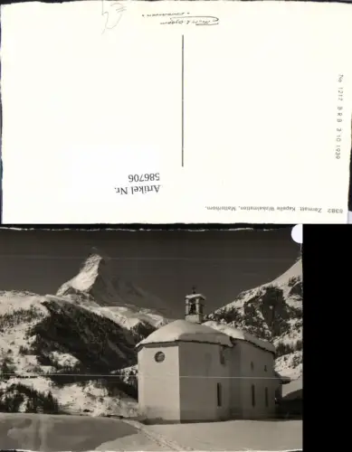 586706,Foto Ak Zermatt Kapelle Winkelmatten Matterhorn Switzerland