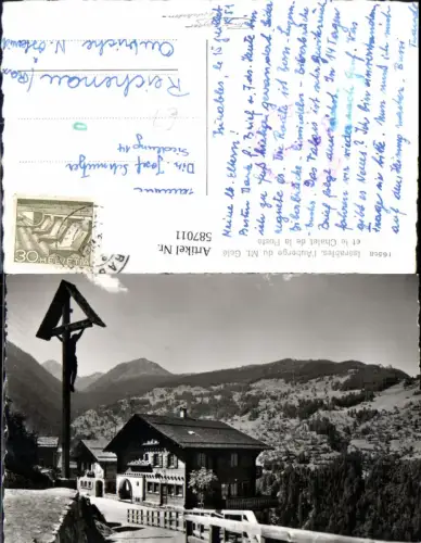587011,Foto Ak Iserables l Auberge du Mont Gele et le Chalet de la Poste Switzerland