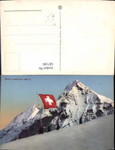 587180,Station Jungfraujoch Fahne Patriotik Fieschertal Switzerland
