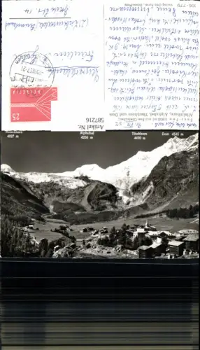 587216,Foto Ak Saas-Fee m. Gipfelkarte Switzerland