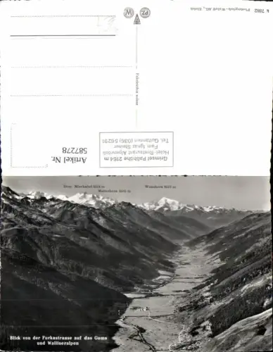 587278,Foto Ak Goms Blick v. d. Furkastrasse auf das Goms u. Walliseralpen Switzerland