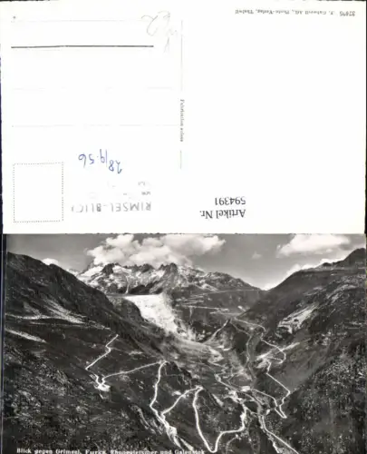 594391,Foto Ak Blick geg. Grimsel Furka Rhonegletscher Grimselpass Gletsch pub J. Gaberell 37495